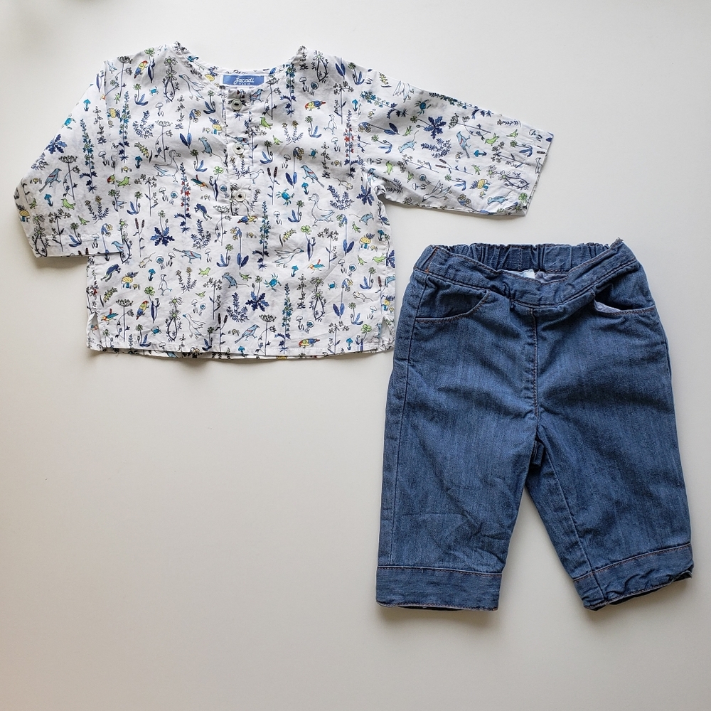 Jacadi Blouse & Pant Set Size 3 Months